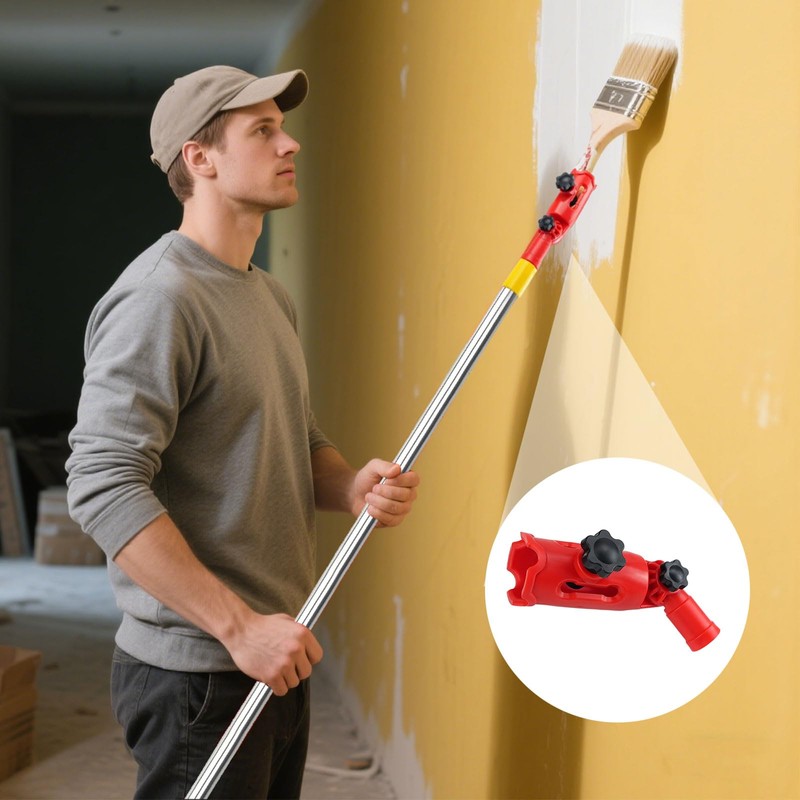 Multi-angle brush extension, 180° swivel for extension rod attachments, multi-angle