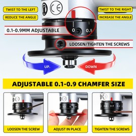 RYCUBRE Pneumatic Chamfering Tool Handheld, Mini Air-Powered Chamfering Machine with 4 C-Blades (2 Pre-Installed), 45° Right-Angle Trimming, 1/4 Inch Air Inlet for Metal, Wood Beveling & Deburring