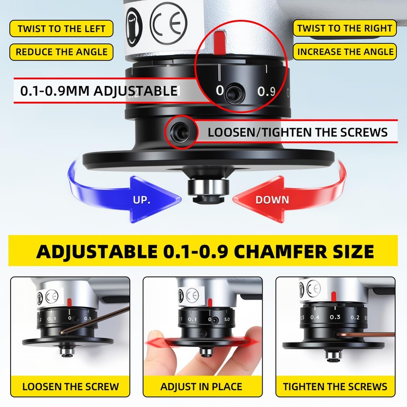 RYCUBRE Pneumatic Chamfering Tool Handheld, Mini Air-Powered Chamfering Machine with