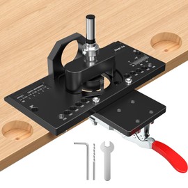 M-T Concealed Hinge Jig, 35mm Metal Cabinet door Hinge Jig Hole Drilling with Quick Clamp and Dust Vacuum Adapter for Woodworking Cabinet Door Hinges Mounting Tool Hardware