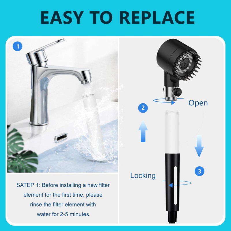 Molgoc Replacement Water Filter for Shower Head Handheld,Compatible with PWERAN