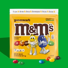 M&M'S Peanut Milk Chocolate Candy, Chocolate Candy Bulk, Party Size 38 oz Bag (Pack of 2)