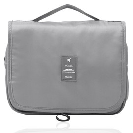 KOLZEMV Hanging Toiletry Bag, Toiletry Bag for Hanging, Women's Toiletry Bag, Toiletry Bag, Unisex Foldable Wash Bag, Cosmetic Bag, Travel Accessories with Hooks for Men and Women, gray