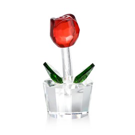 KRISININE Mini Crystal Rose Flower Figurine Glass Flower Ornament Birthday Wedding for Women