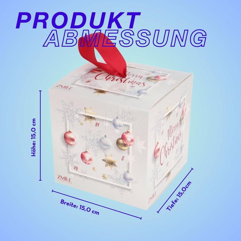 ZMILE COSMETICS Advent Calendar Cube 'Merry Christmas' Silver/Gold/Magenta - Vegan