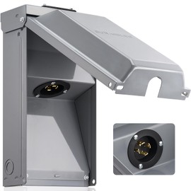 SURAIELEC 30 Amp Generator Power Inlet Box, NEMA L14-30P Generator Box for Generator Cord, 120/240V, Weatherproof Outdoor Outlet Receptacle, Outlet ETL Listed, Ready for Emergency Use