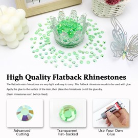 Briskbloom 5000PCS 4mm Resin Flatback Rhinestone, Transparent Grass Green AB Flatback Rhinestones for Crafts, Jelly Rhinestones for Tumblers, Mugs, Bottles, Nails, Loose Bling Diamond Gems Stone