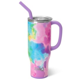 Swig Life 30oz Mega Mug, 30oz Tumbler with Handle and Straw, Large Insulated Tumblers, Cup Holder Friendly Travel Mug, Stainless Steel 30 oz Tumbler, Reusable Insulated Water Bottle (Cloud Nine)