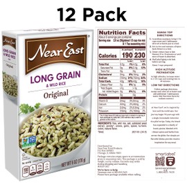 Near East Rice Pilaf Mix, Original & Wild Rice, 6oz Boxes (12 Pack)