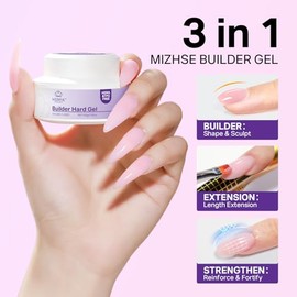 MIZHSE Builder Gel for Gel Nails HEMA-Free TPO-Free 30 g Builder Gel for Nails Builder Gel Hard Gel for Home/Nail Studio/Nail Design, Pink, 30 g