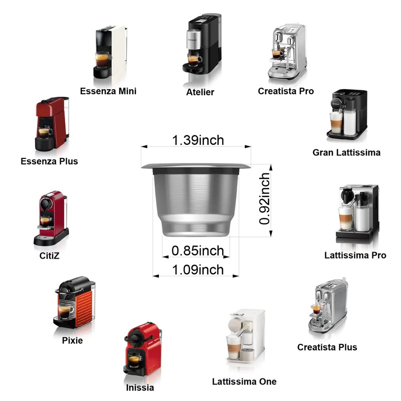 Reusable Capsules for Nespresso OriginalLine - 6pcs Refillable Coffee Pods,Stainless