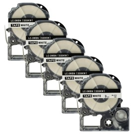 vhbw 5x Schriftband-Kassette Ersatz für Epson SS9KW, LC-3WBN für Etiketten-Drucker 8m x 9mm Schwarz auf Weiß
