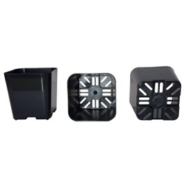 100-Pack, Water Dance Square Plastic Pots for Plants, 2-Inch. Color: Black