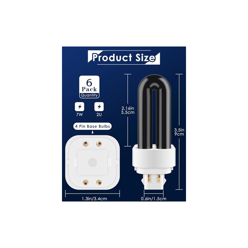PACETAP 6 Pack 41050 7W Replacement Bulbs Compatible with Dynatrap
