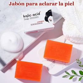2 PC Jabón de ácido kójico Jabón para Iluminar la Piel, Mejorar el tono desigual de la piel, Hidrata la piel y la mantiene hidratada, Limpiar y Eliminar el Maquillaje Bañarse, Suave y no irritante