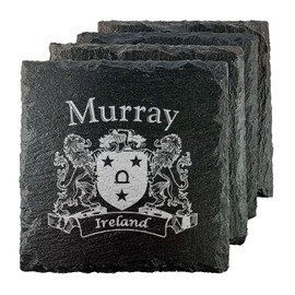 Murray Irish Coat of Arms Slate Coasters - Set of 4