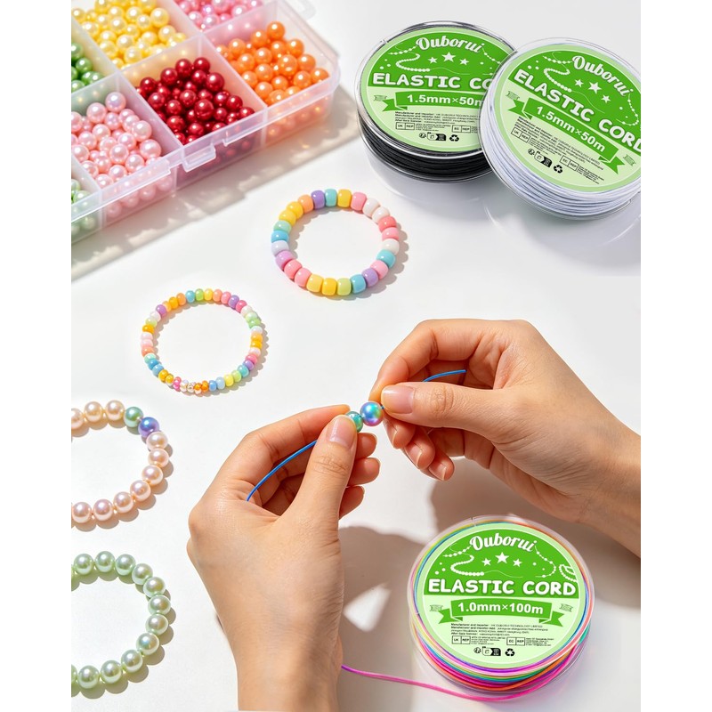 Ouborui 300M Elastic String 1mm Elastic Cord for Bracelet Making