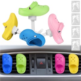 SAHENITEANA 4 Pieces Shoe-Shaped Car Aromatherapy Clips, Car Air Outlet Aromatherapy Clips 4 Pieces Freshener Refill Packs for Air Conditioner Decoration, Fresh Air (Multicolor)