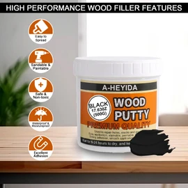 Black Wood Filler Putty Repair Kit - 17.63 Ounce, Paintable, Sandable, Restore Wood Cracks and Holes on Furniture, Hardwood Floor, Door, Cabinet