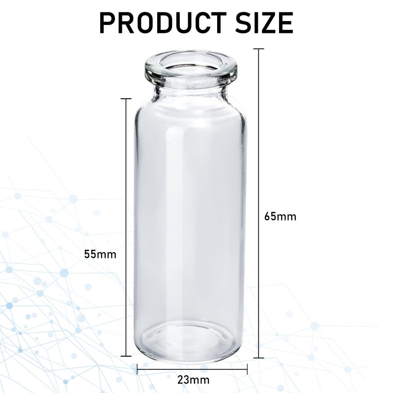 10 Pack 20ml Sealed Sample Vials, Transparent Glass Vials with