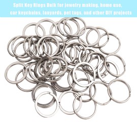 50pcs Keyring Rings,25mm Stainless Steel Key Rings,2 Styles Key Rings Hoops,for Car Keys Crafting and DIY Arts