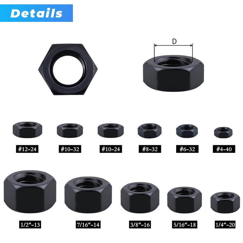 Glvaner 5/16-18 Stainless Steel Hex Nuts, Hexagon Head Nuts, 304