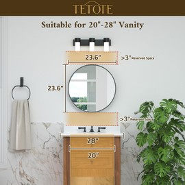 TETOTE Silver Round Mirror for Bathroom, 24 Inch Modern Circle Mirrors, Wall Mounted Brushed Silver Metal Framed Entryway Decorative Farmhouse Vanity Mirror