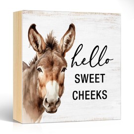 Pishovi Hello Sweet Cheeks Wooden Box Sign, Funny Bathroom Toilet Restaurant Bar Office Home Dorm Decor, Thanksgiving Christmas Birthday Housewarming Gifts for Friend Family Colleague