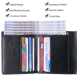 Small Leather Wallet for Women, RFID Blocking Women's Credit Card Holder Mini Bifold Pocket Purse (Limited Edition-Ice Black)