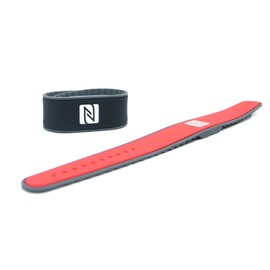 NFC Armband, geeignet für Kontaktdaten, Messe, Sport, 924 Byte (NTAG 216), wasserfest, schwarz/rot, verstellbar