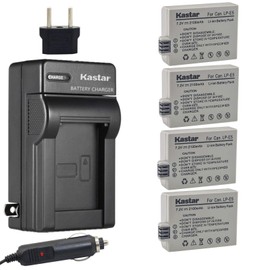 Kastar Battery (4-Pack) and Charger Kit for LP-E5, LC-E5E Work with Canon EOS 450D, 500D, 1000D, Kiss F, Kiss X2, Kiss X3, Rebel XS, Rebel XSi, Rebel T1i Digital Cameras