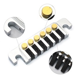 SAPHUE Guitar Bridge Tailpiece - Vintage TP 6 70's Bridges with Studs and Inserts Replacement Compatible with LP Les Paul 6 String Electric Guitar Chrome(Gold)