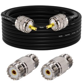 YOTENKO Ham Radio Coax Cable,RG58 Coaxial Cable 25ft,UHF PL259 Male to Male Cable + 2PCS UHF Female to Female SO239 Adapter for CB Ham Radio,SWR Meter,Antenna Analyzer,HF Radio,Amateur Radio