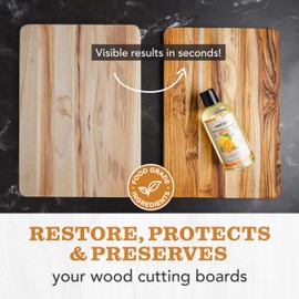 CLARK'S Food Grade Mineral Oil (12oz) and Carnauba Wax (6oz) Set - 100% Natural Butcher Block Oil and Cutting Board Wax - Food Safe Beeswax and Wood Cutting Board Oil with Orange & Lemon Extract