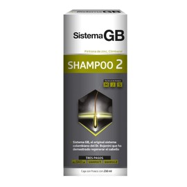 SISTEMA GB Shampoo 2 Hombre, Con Piritionina de Zinc y Climbazol que refuerzan la acción anticaída y cuidan el cuero cabelludo donde nace el pelo, Frasco con 230ml