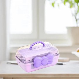 Generic Caja de Almacenamiento de Pinzas para el Cabello para Niños, Bonito Adorno con Lazo, Contenedor de Organización de Escritorio de 3 Niveles para Niñas, Accesorios para el Cabello, Recepción