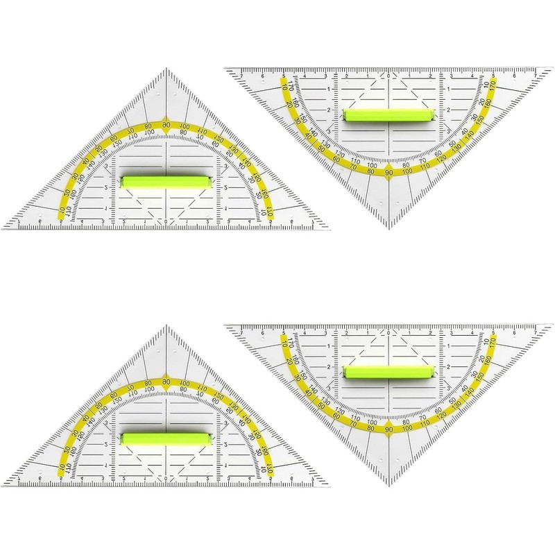 WUBAYI Set Square with Handle Transparent 14 cm Protractor for