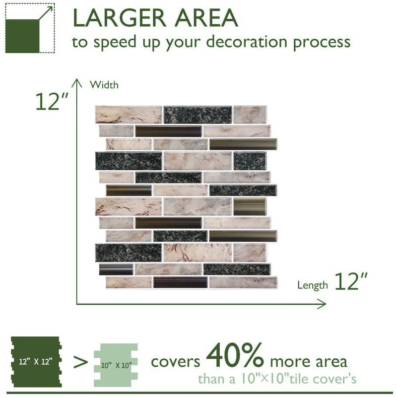 STICKGOO Thicker Design Peel and Stick Tile Backsplash, 12”×12”Stick on