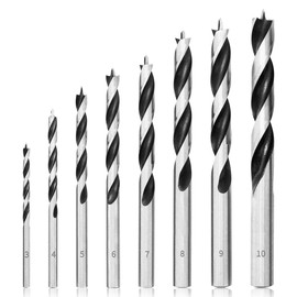 Meccion Wood Drill Bits Set 8Pcs Brad Point Auger Drill Bit 3mm/4mm/5mm/6mm/7mm/8mm/9mm/10mm Professional Woodworking Lip and Spur Drill Bit for Wood
