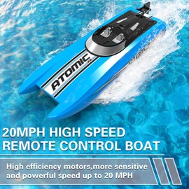 VOLANTEXRC RC Boat for Pools and Lakes, 20mph High Speed Remote Control Boat for Kids and Adults, 2.4Ghz Racing Ship with Self-righting, Reverse for Boys and Girls (795-5 Blue)