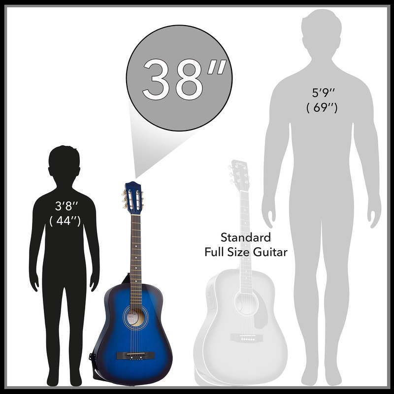 Ashthorpe 38-inch Beginner Acoustic Guitar Package (Blue), Basic Starter Kit