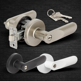 ANGE Self-Replaceable Bathroom Door Handle & Key Cylinder Lock Set ANGE-800 White (Key Type)