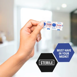 MED PRIDE Sheer Plastic Strip Bandages Sterile Bandages with Non-Stick Pad for Wound Care- First Aid Strips with Hypoallergenic Adhesive- Sensitive Skin Latex Free Bandages [100 Pieces] (3/8” x 1.5”)