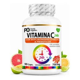 Vitamina C24h De Liberación Prolongada  90 Cápsulas  Purely Organics                                                                                  