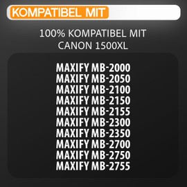 Supply Guy 1500XL Printer Cartridges Compatible with Canon PGI-1500XL Cartridges Suitable for MAXIFY MB2750 MB2700 MB2150 MB2050 Multipack 8 Ink Cartridges