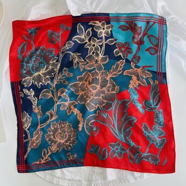 100% Mulberry Silk Scarf - 21" Breathable Neck Scarf - Lightweight Small Square Silk Headscarf for Women 12.5 Momme D017