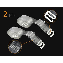 Allegra K 1Pair Non-Slip Clear Bra Straps Replacement Invisible Transparent Bra Shoulder Straps Width: 1.0cm/ 3/8" Clear-White and Clear Buckle