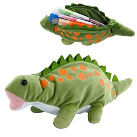 Pencil Case for Boy, BB FUNHOUSE Soft 3D Plush Pen Pouch Bag Stationery Case for School Supplies Organizer Pen Case, Green Dinosaur