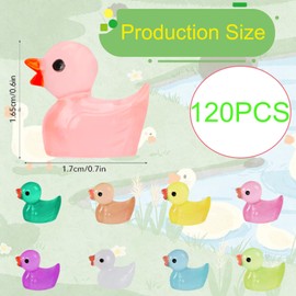 lankai Pack of 120 Mini Resin Ducks, Luminous Miniature Resin Ducks, Mini Duck Figures, Tiny Ducks Miniature Figures, for Aquarium, Garden, Landscape, Dollhouse, Ornament, Pot Decoration, DIY