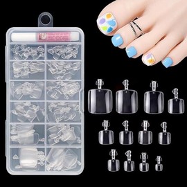 Square Toenails for Sticking, Pack of 120 Clear Soft Gel Toenails for Gluing, Artificial Toenails for Home Art, DIY Nail Salon, Full Cover Toe Nails with Box, 12 Sizes